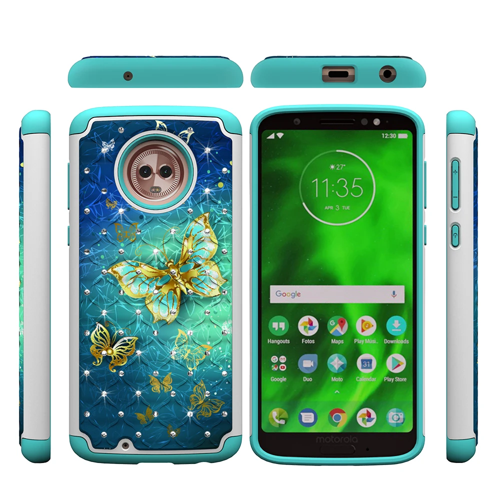 Чехол для телефона Motorola Moto E4 E5 Play Cruise G6 Z3 2 в 1 Блестящий Кристальный Ударопрочный