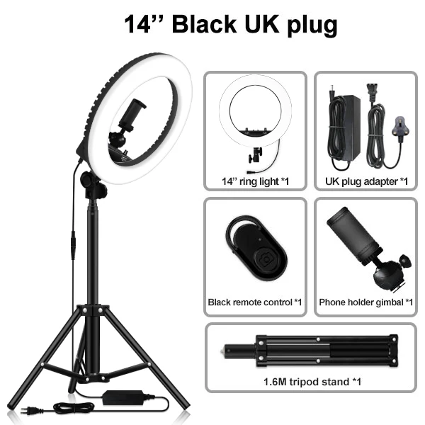UK plug type Камера фотостудия телефон видео 14 дюймов 55 Вт 240 шт светодиодный кольцевой светильник 5500K для фотосъемки с регулируемой яркостью кольцевая лампа с 170 см штативом - Цвет: UK plug type