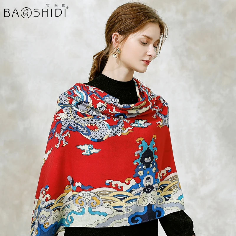 [BAOSHIDI] 2017 модный шерстяной шарф для женщин роскошные брендовые зимние шарфы с