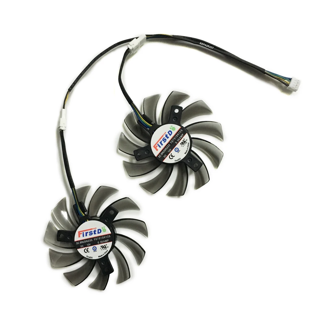 2 шт./лот DC BRUSHLESS 3X40mm 4Pin 12V 0.35A 75mm FD7010H12S VGA Card Fan Cooler для MSI R6790 Twin Frozr II | Компьютеры и