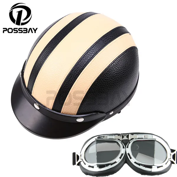 Helmet Goggle Style5 POSSBAY мотоциклетные шлемы винтажные скутеры полуоткрытые мотоциклетные Шлемы Casco Moto козырек УФ очки Мужские шлемы для Harley - Цвет: Helmet Goggle Style5