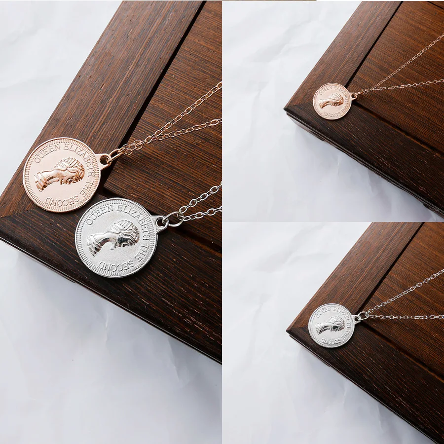 

2019 new design trendy Roman coin creative letters style fashion hot sale pendant Mathidaleo Necklace H046