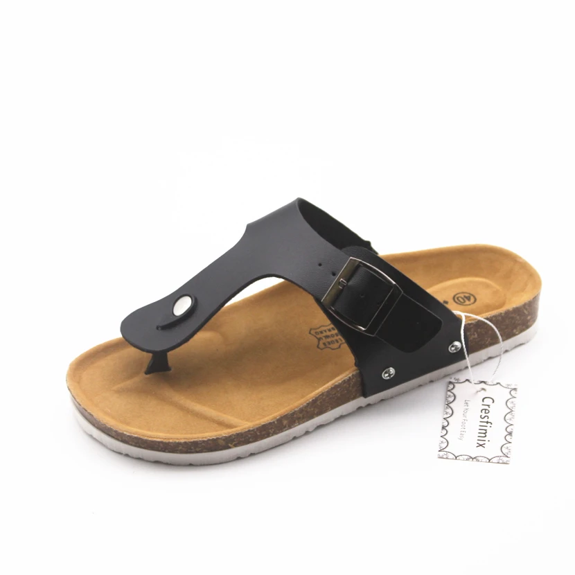 

Women Fashion Comfortable Beach Flip Flops Lady Cute Sweet Plus Size Black Pu Leather Flip Flops Female Cool Flip Flops E804