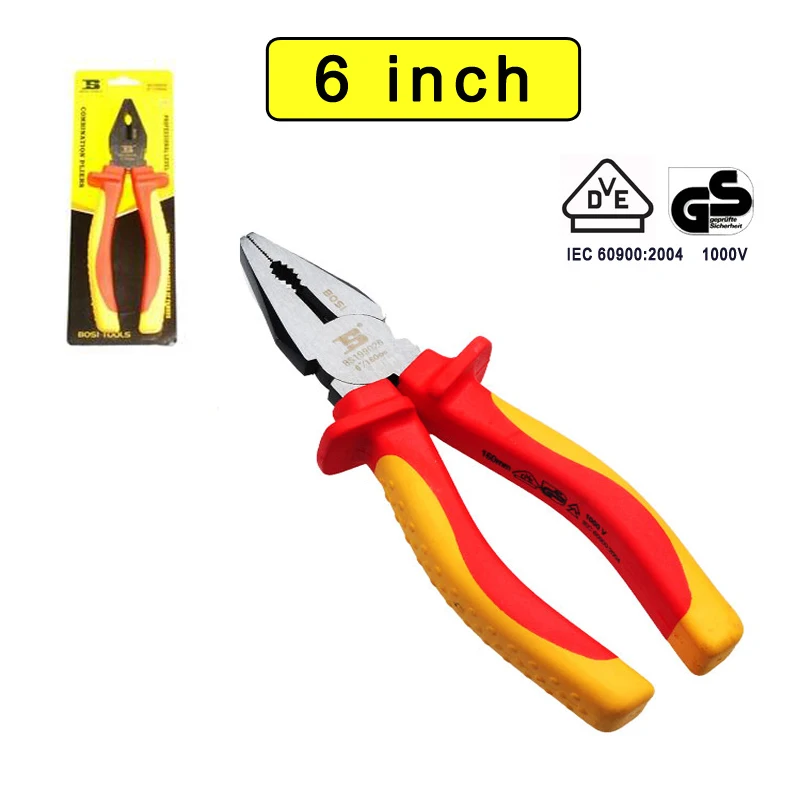 Партиями по 6 ''Электрический VDE комбинированные плоскогубцы BS199026