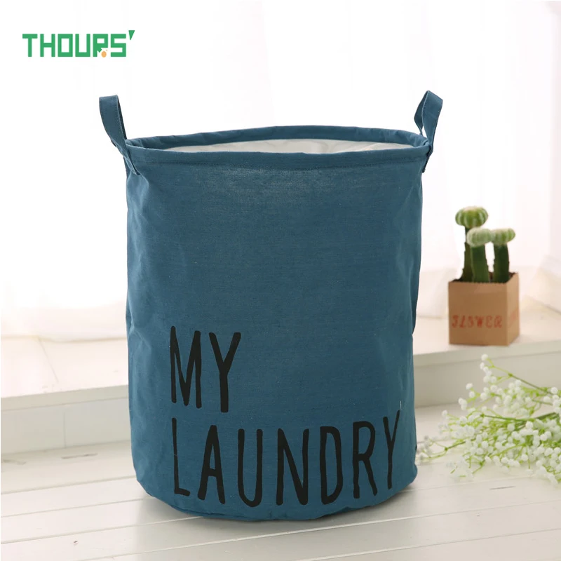 

Thours Beam Port Collapsible Laundry Basket Dirty Clothes Storage Hamper Kids Toys Organizer Barrel Home Sundries Storage Bin