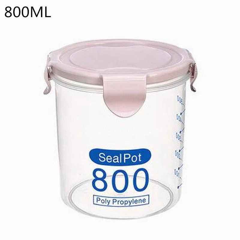 800ml pink Пластиковый ПП вращающийся ящик для хранения зерен бобов риса с крышкой уплотнения 4 решетки Кухонный Контейнер для хранения еды холодильник - Цвет: 800ml pink
