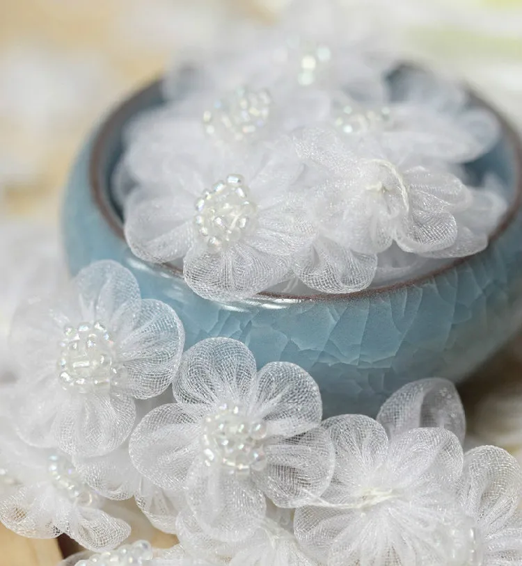 40 шт./лот аксессуары для одежды маленькие цветы аппликация Снежная пряжа бусины