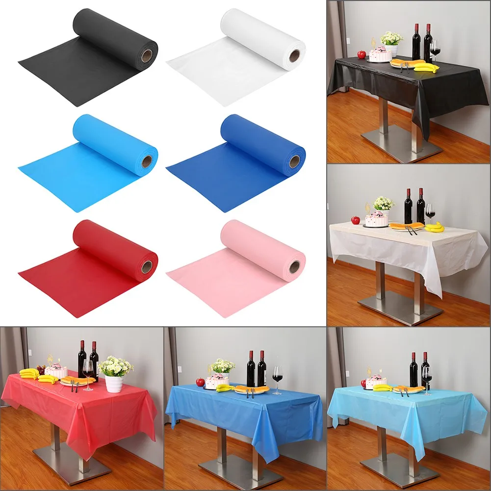 100 футов/30 м пластиковая одноразовая скатерть для ужина пикника банкета рулон