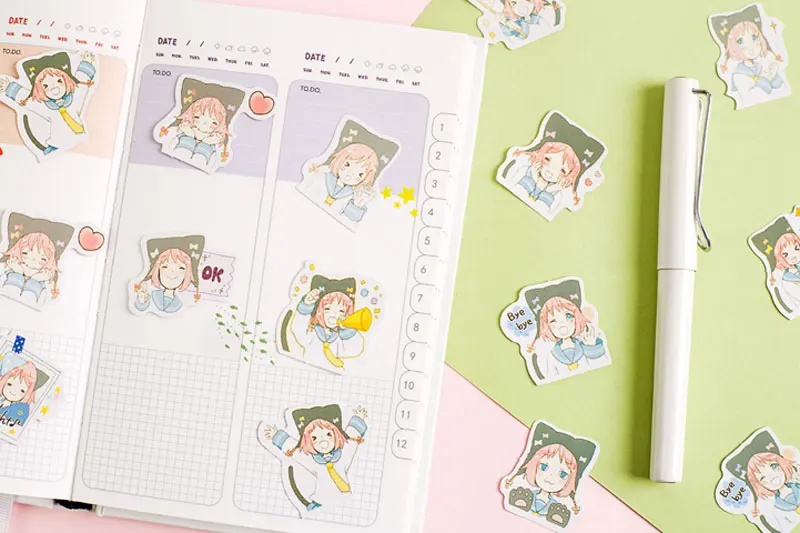 44 шт./компл. Kawaii кошкой единорогом Стикеры s для дневник планировщик украшения Скрапбукинг этикетка журнал Дети стикер для канцелярских товаров