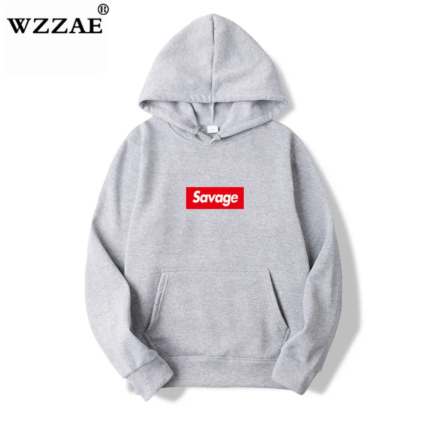 WZZAE Новинка 21 Savage уличная одежда шерсть хлопок Suprem толстовки Parody No Heart X Savage Толстовка для мужчин и женщин хип-хоп - Цвет: Light Gray 1