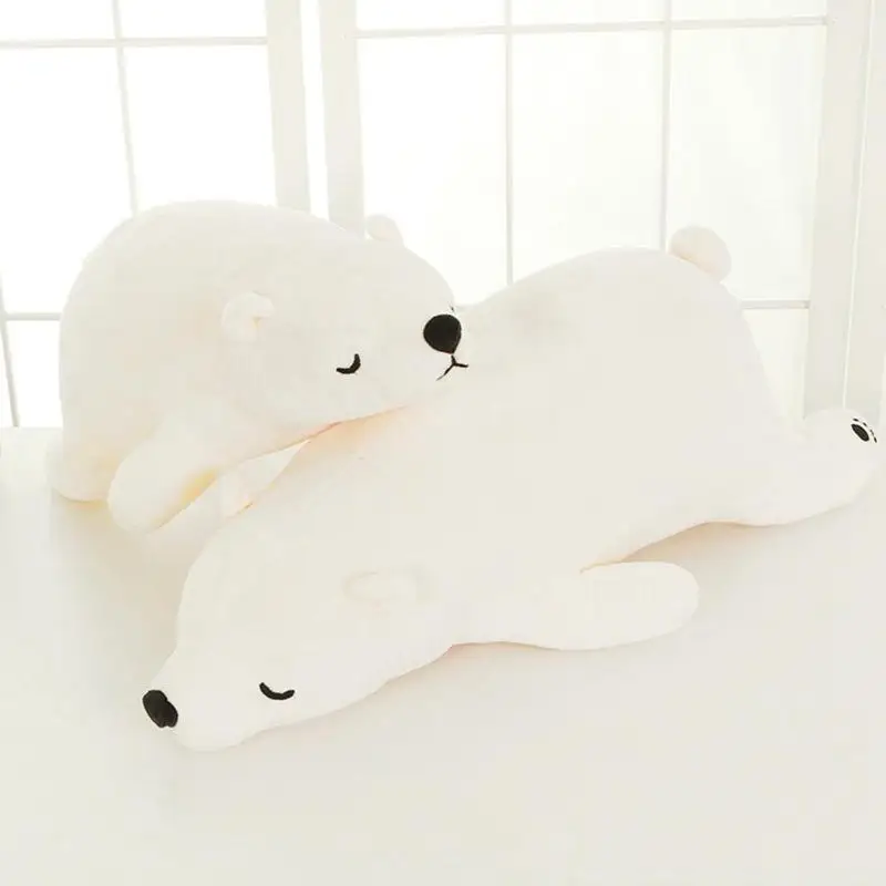 

55/75cm Polar Bear Animals Doll Pillow Plush Toys Stuffed Plush Toy elasticity Children Creative Sleeping Polar Bear Pillow