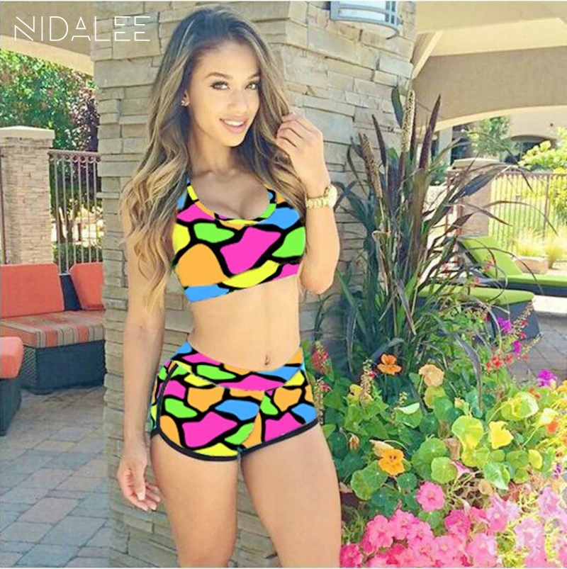 NIDALEE купальник женский Двух Частей Купальник Женщин Высокой Талии Bikinis