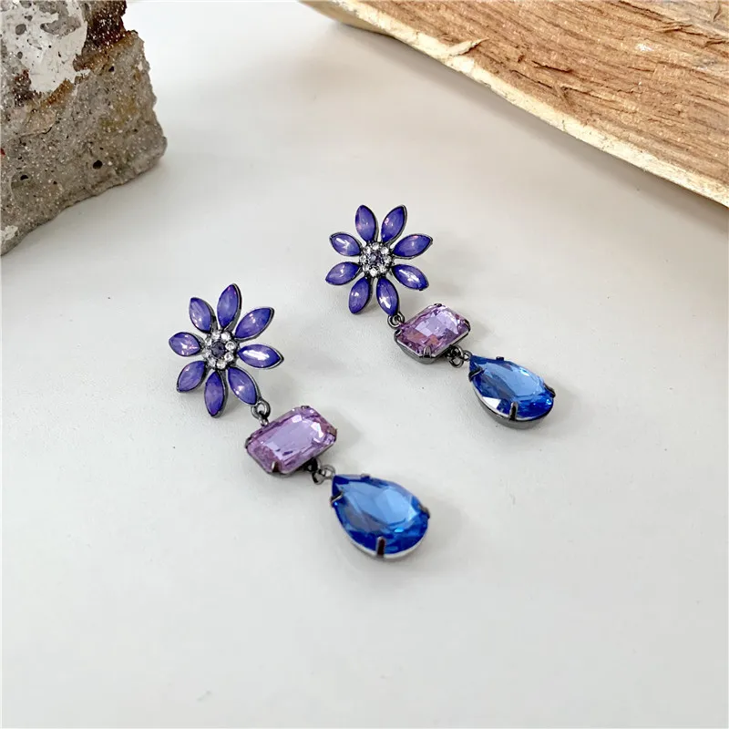 Корейский темперамент высококачественные фиолетовые серьги с Цветами Серьги