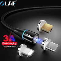 olaf 3a fast charging magnetic micro usb type c cable charger for iphone 6 7 8 plus x xr xs max mobile phone charging usbc cord