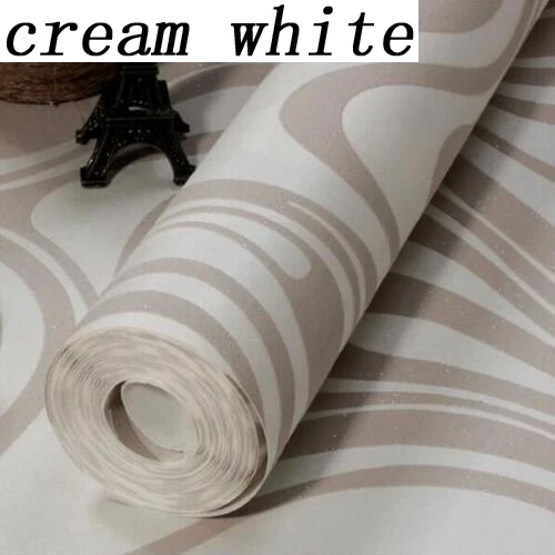 cream white Высокое качество 9,5 м* 0,53 М 3D тисненая Флокированная полосатая настенная бумага в рулоне, современная настенная бумага для гостиной, papel de parede W329 - Цвет: cream white