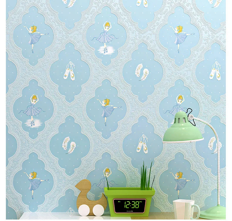 

3D Ballet Princess Wallpaper For Kids Bedroom Living Room Pink Yellow Color Relief Wall Paper Roll Home Decor