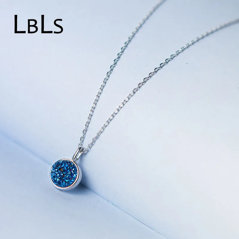 

LBLS Real Silver Sterling Necklace 925 Blue Sweets Pendant Necklace Christmas New Year Gifts for Women Collier