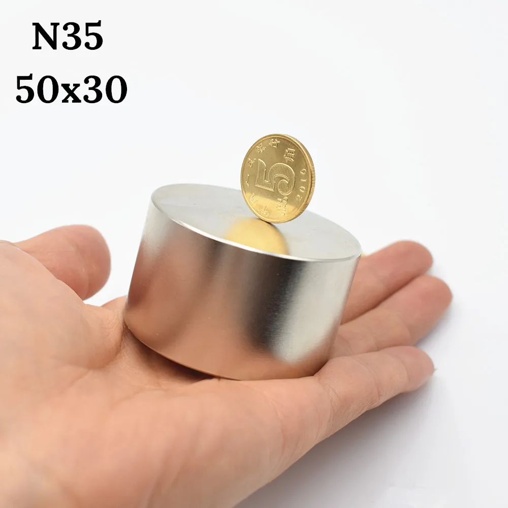 50X30 N35 N52 неодимовый магнит 40x20 редкоземельный супер сильный Мощный круглый постоянный магнит 50X30 мм Поиск N35 N40 Электромагнит - Цвет: 50X30 N35