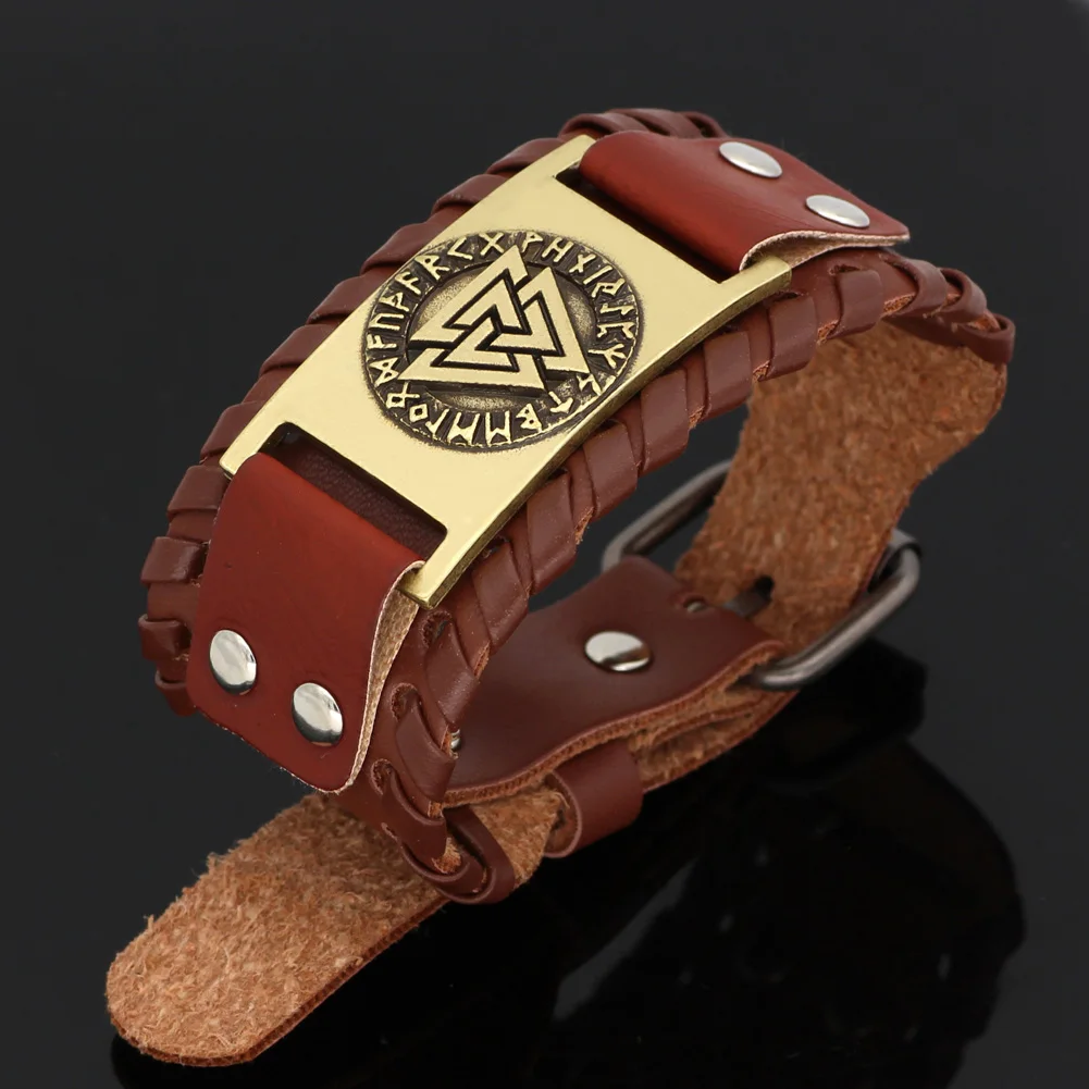 Nodich viking Vegvisir компас кожаный амулет odin символ Браслет-регулируемый размер 19-28 см