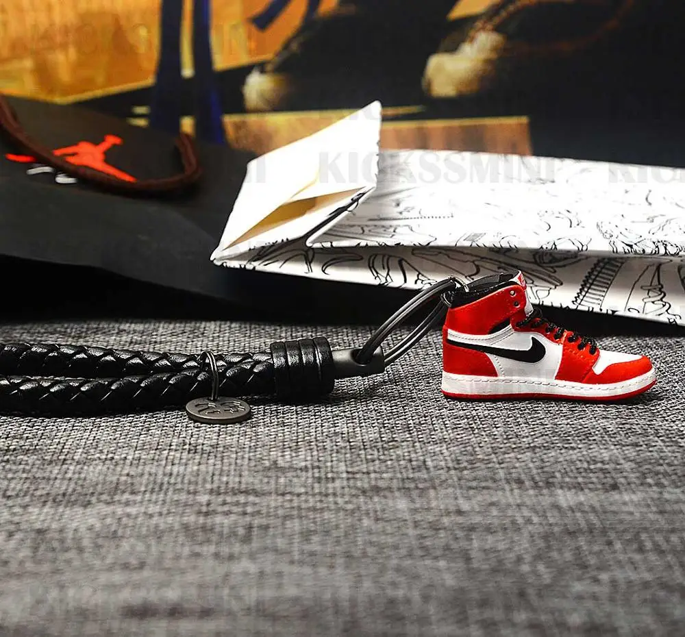 DIY Джордан Ретро OG Air Jordan 1 OG "Chicago" 3D кроссовок фигурный брелок сумка коробка Подвеска для пары Кукла аксессуар