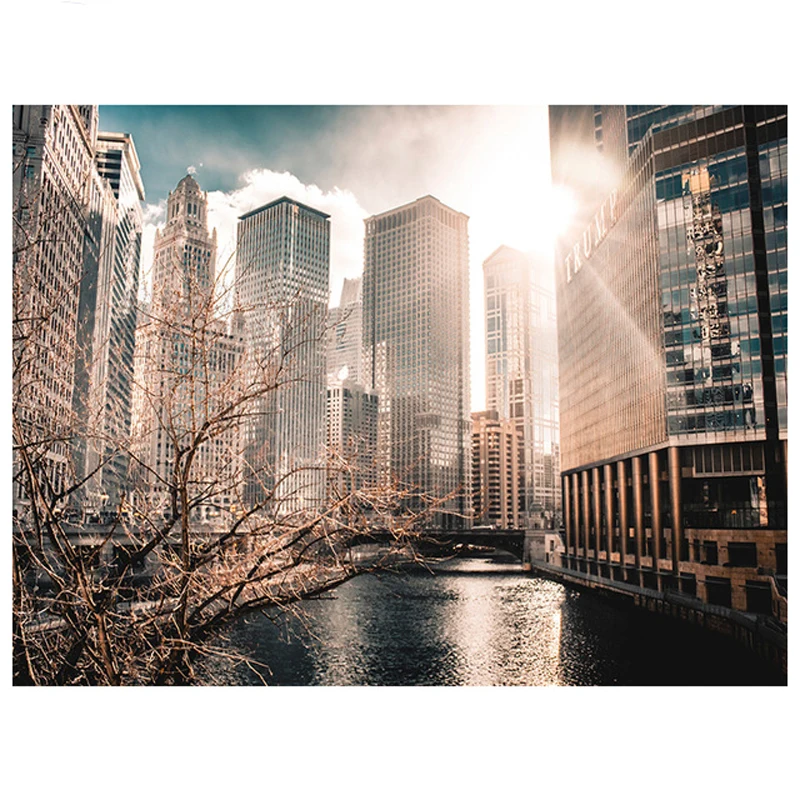 5D Diy Алмазная картина Sunrise cityscape DiamondEmbroidery полностью квадратная круглая Алмазная мозаика со стразами свадебная DecorationZP-146