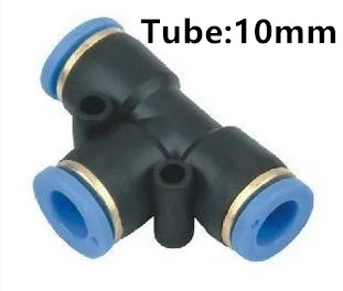 Пластиковые пневматические трубы штуцер Т образной типа 10 мм с быстроразъемным