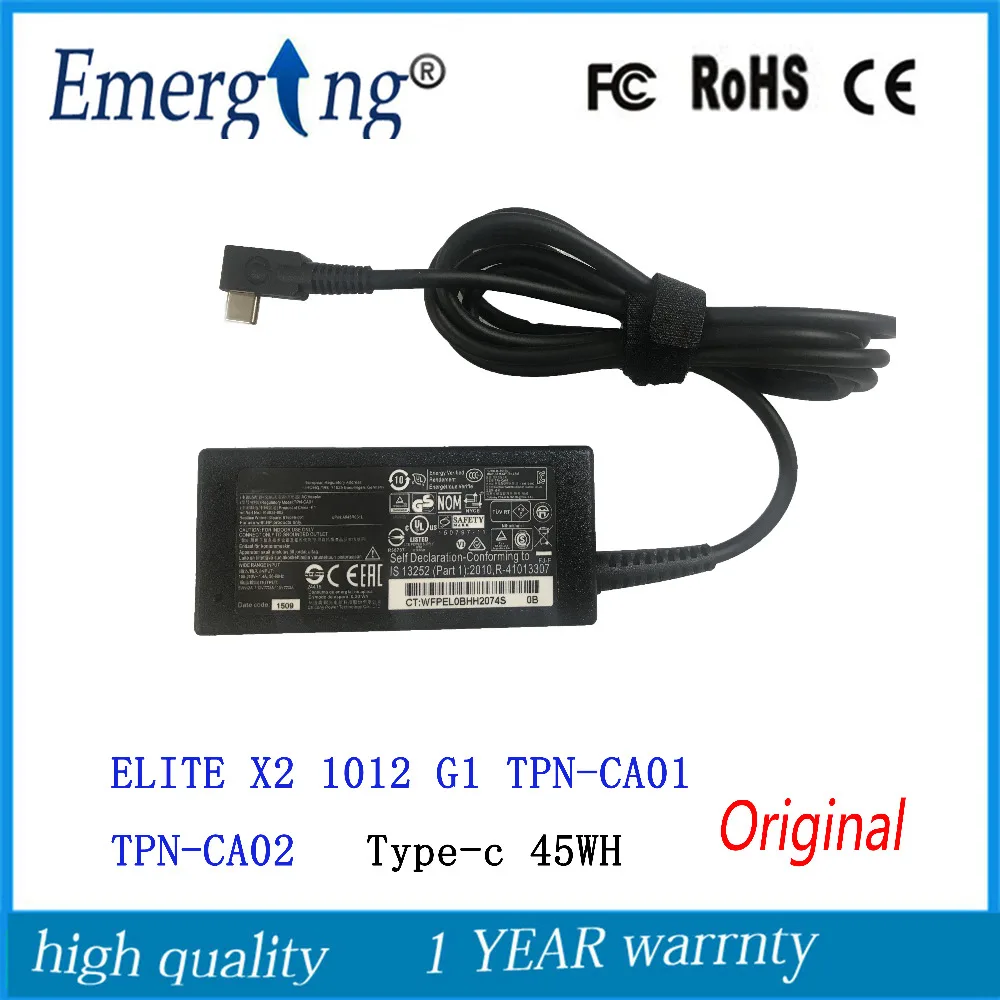 

15V 3A Type-C Original For HP TPN-CA02 814838-002 TPN-CA01 HQ-TRE USB-TYPE-C