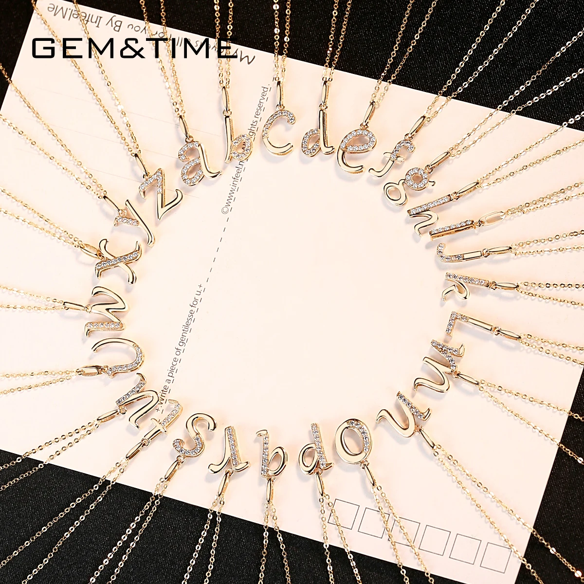 Gem& Time ожерелья с буквой Алфавит начальные подвески ожерелье для женщин 14 к Желтое золото хорошее ювелирное изделие Collier De Ouro Pur N14120