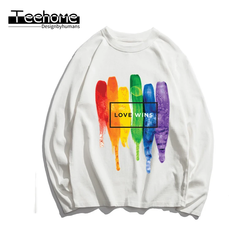 Мужская футболка с длинным рукавом Love Lesbian Rainbow надписью Is Harajuku Pride Lgbt Gay уличная
