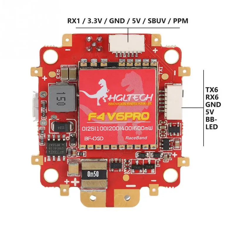 F4 V6 PRO Контроллер полета 58GHZ 48CH 025100200400600mW VTX передатчик w 5V BEC PDB для FPV Drone RC часть |