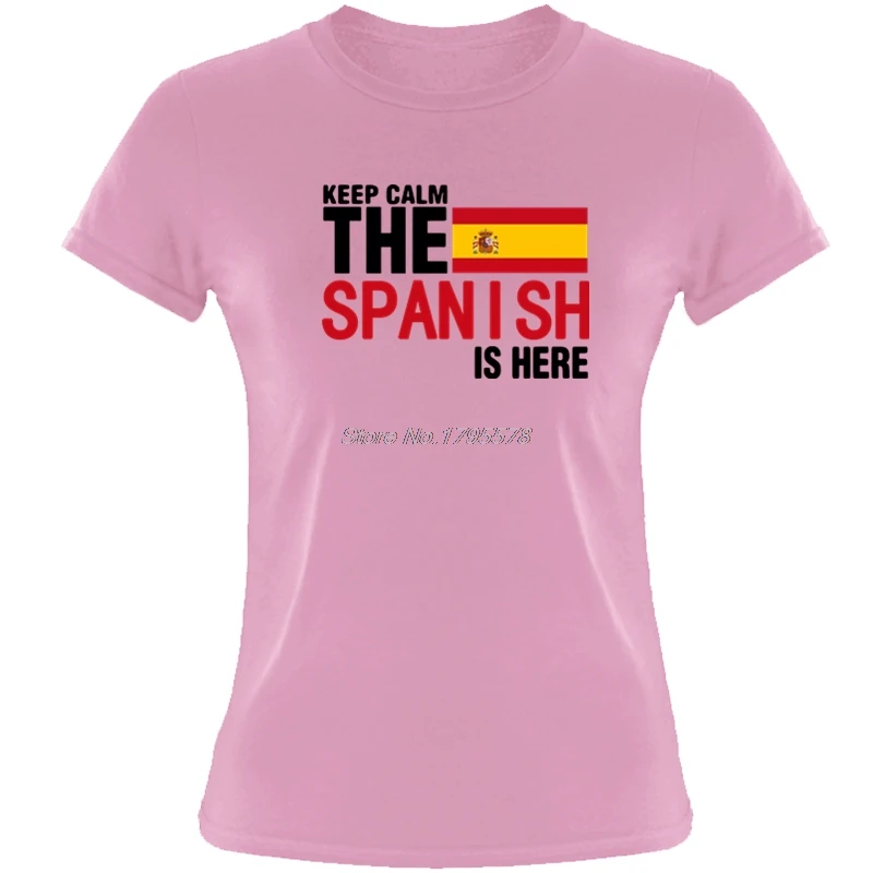 Keep Calm страх испанский язык является здесь Футболка для женщин Новинка футболки