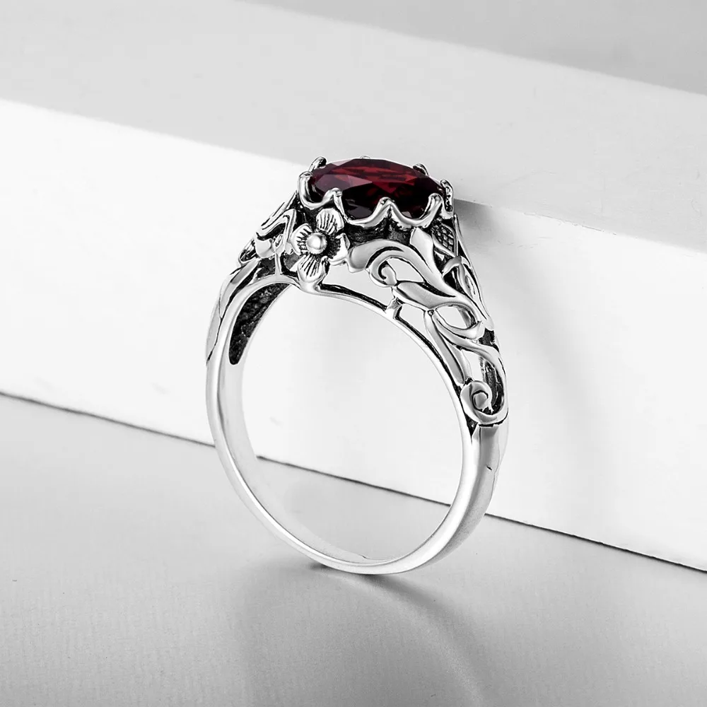 Szjinao чистое серебро 925 пробы 2.3ct гранат кольцо на головщину для женщин романтические модные ювелирные изделия винтажный подарок ручной работы
