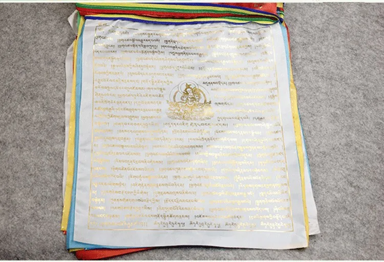 Тибетские блестящие золотые слова 21 тара буддийские Писания флаги тонкая Печать красочные шелковые молитвенные флаги с 4 цветами флаг