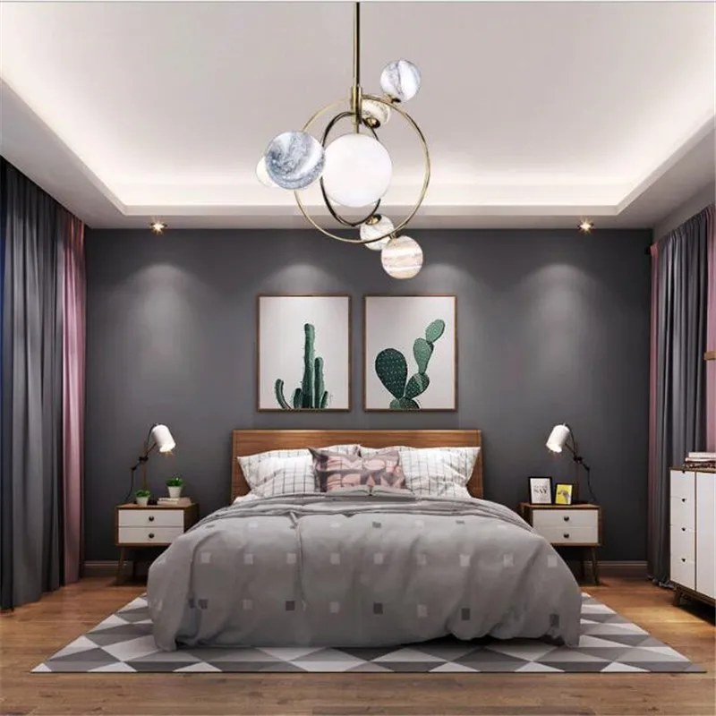 Post-modern Creative Planet Pendant Light for Foyer Bedroom Dining Room Iron Glass Ball 7/13 Heads Suspension Lamp 1813 | Лампы и