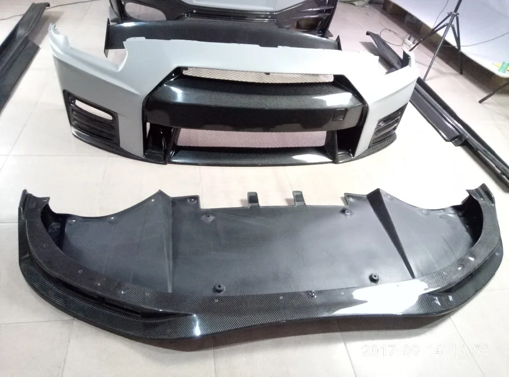 Автомобиль-Стайлинг для Nissan GTR R35 CBA DBA часть углеродного волокна Nismo Ver2 Стиль переднего бампера глянцевое волокно с отделкой из стекловолокна
