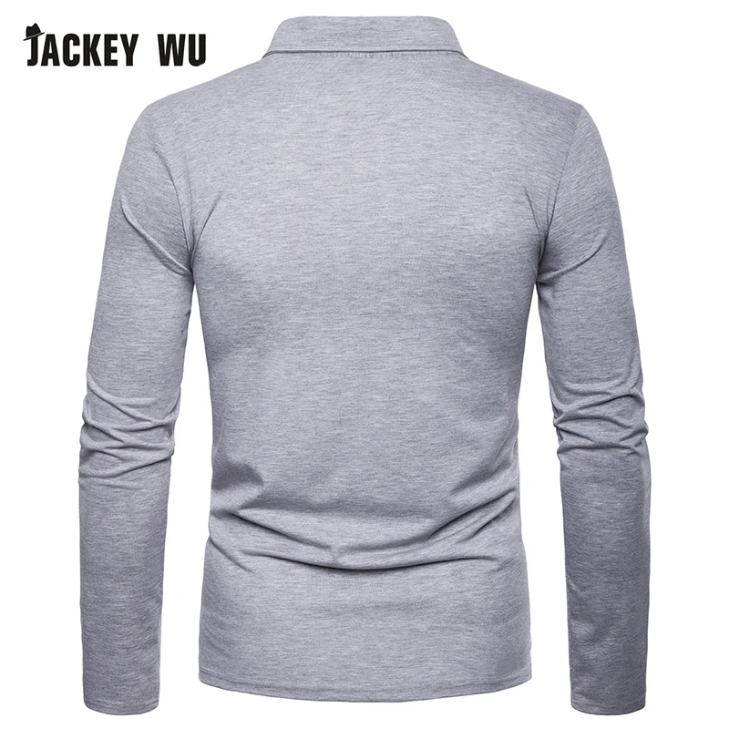 JACKEYWU мужская рубашка поло 2019 модная однотонная с длинным рукавом хлопковая