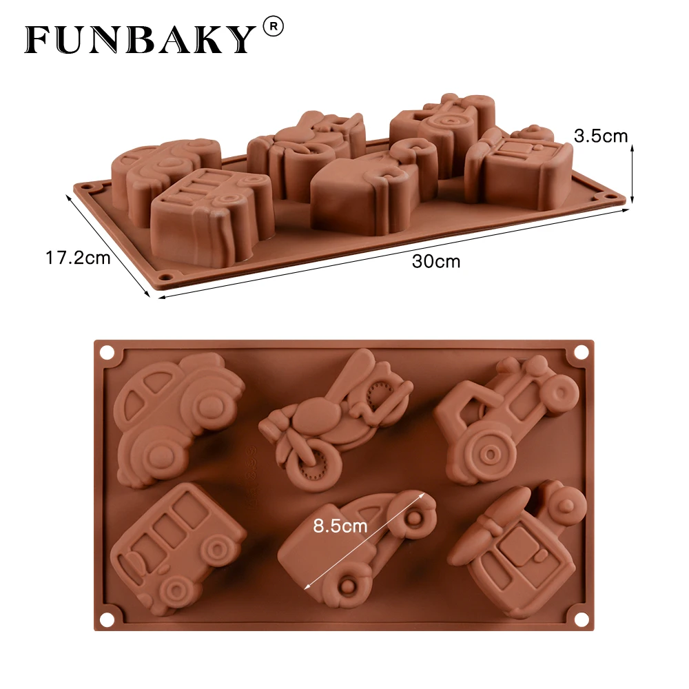 FUNBAKY 6 полости поезд инструменты для украшения торта автомобиля силиконовая