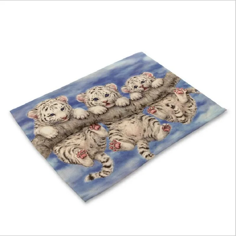 Милые животные живопись столовых коврик из ткани украшение стола Кухня Posavasos