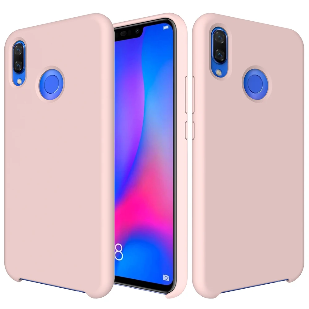 Розовый Huawei Nova 3i чехол huawei P Smart Plus чехол P SMART Honor 10 Lite V20 8X 8c Мягкий Жидкий Силиконовый противоударный чехол для телефона - Цвет: Розовый