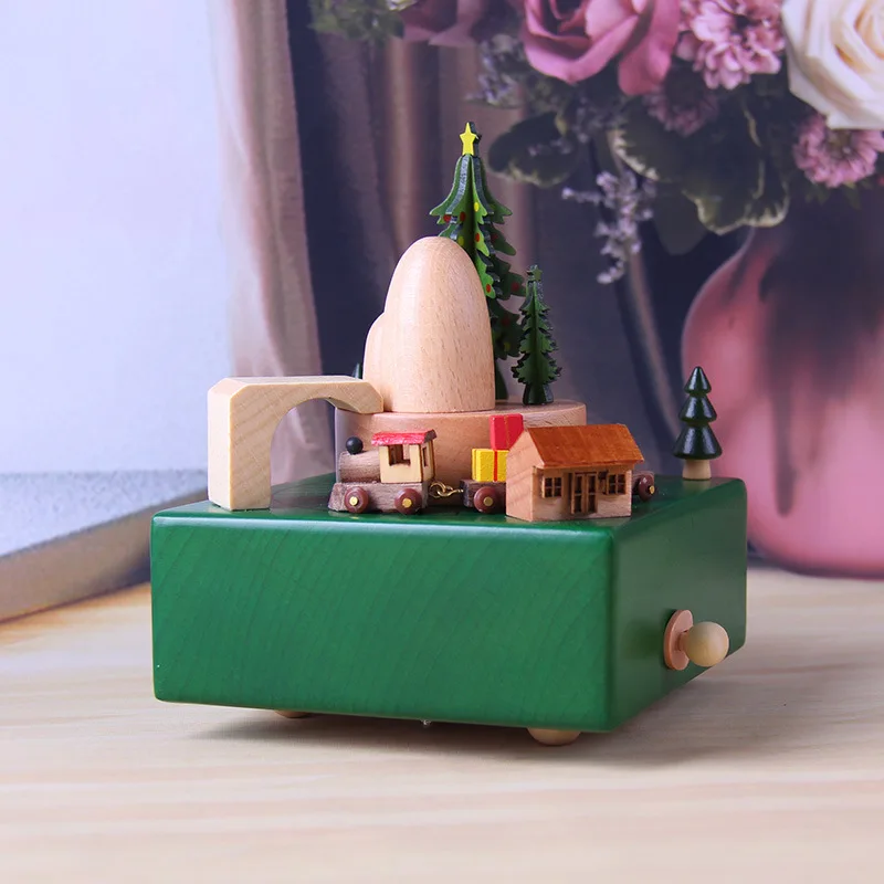 

Creative Christmas Train Music Box Wooden Retro Rotating Music Box Personality Children's Toys Sending Girlfriends Birthday Gift