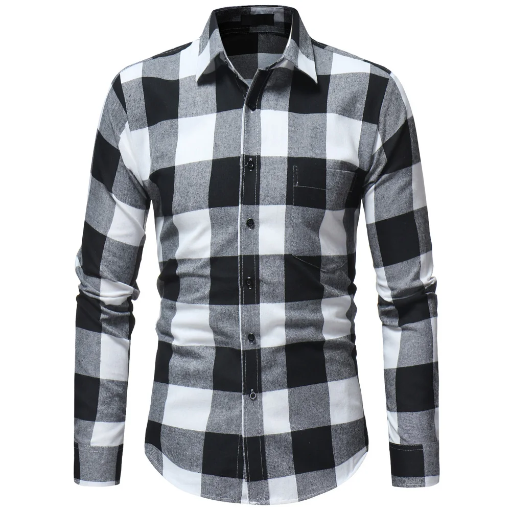 Клетчатая рубашка мужские рубашки 2018 новая мода Chemise Homme клетчатые с длинным