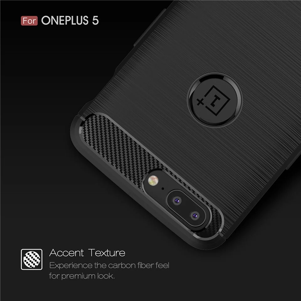 Чехол из углеродного волокна для OnePlus 5 мягкий чехол ТПУ анти-стук