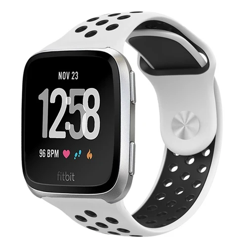 White Black Для Fitbit Versa Lite ремешок для Fitbit Versa для женщин Мягкий силиконовый спортивный ремешок с вентиляционными отверстиями для Fitbit Versa - Цвет: White Black