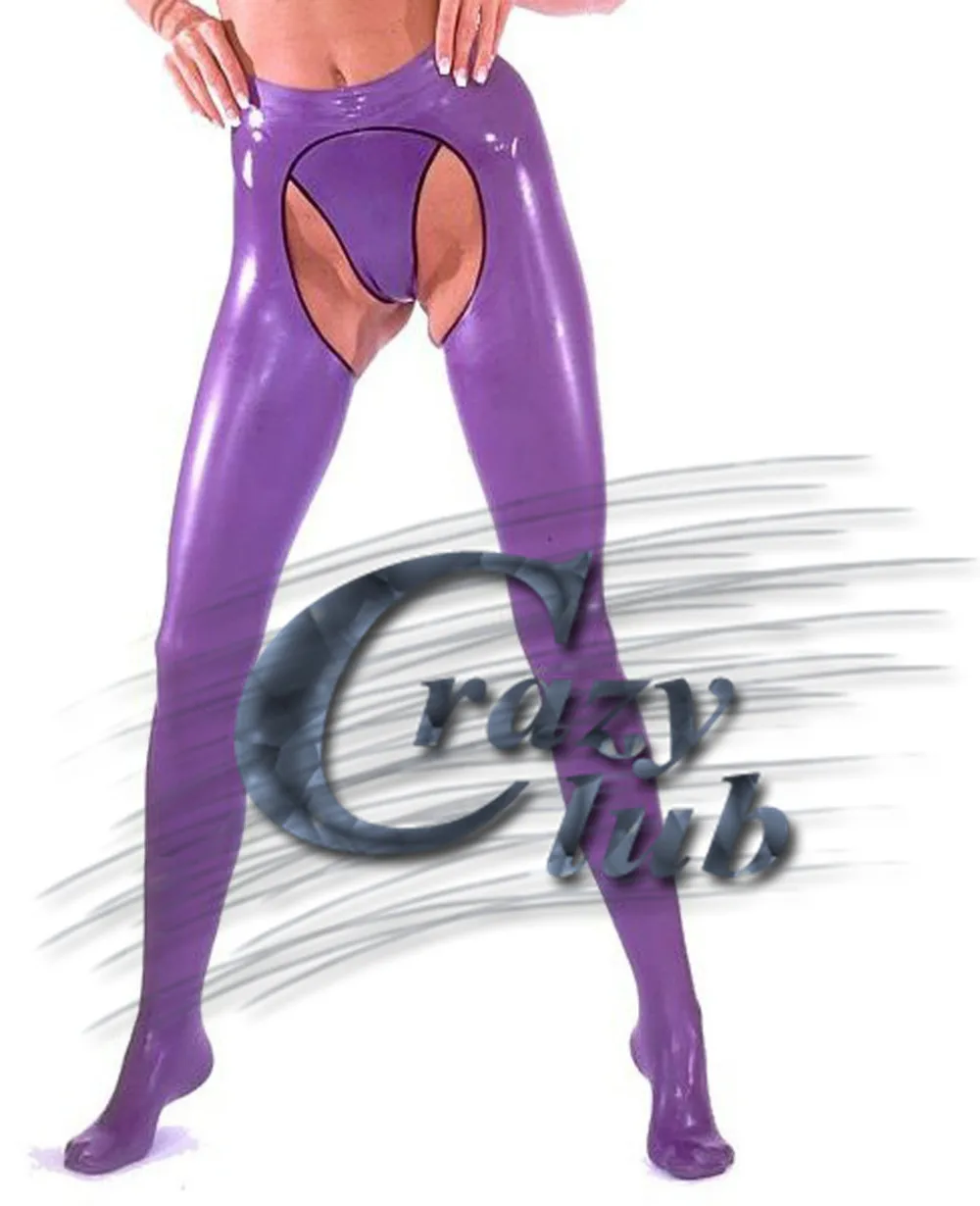Сумасшедший клуб _ Трусики чистый натуральный латекс фиолетовый sexy открыть кротч