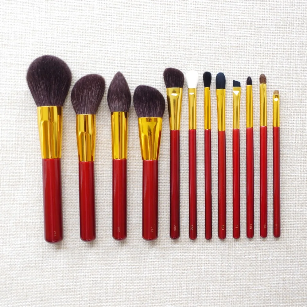 Набор профессиональных кистей для макияжа ручной работы из мягкой козьей шерсти