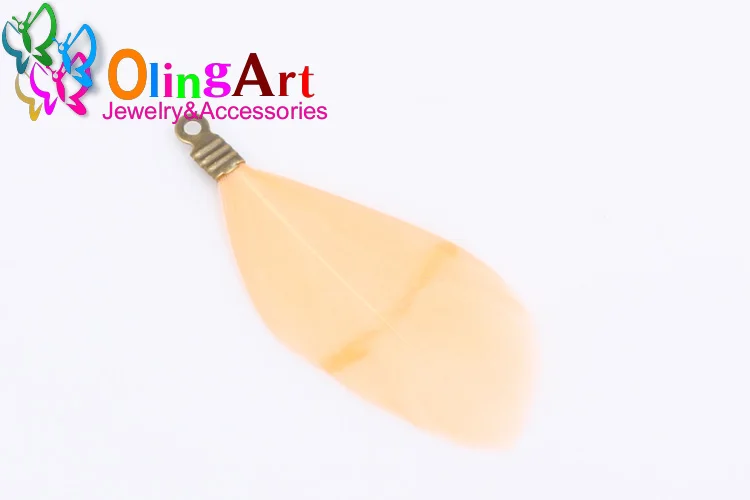 OlingArt, натуральные перья, разноцветные, 35 мм, 10 шт./лот, бронзовые металлические зажимы, сделай сам, ожерелье, серьги, ювелирное изделие, ремни, подвески