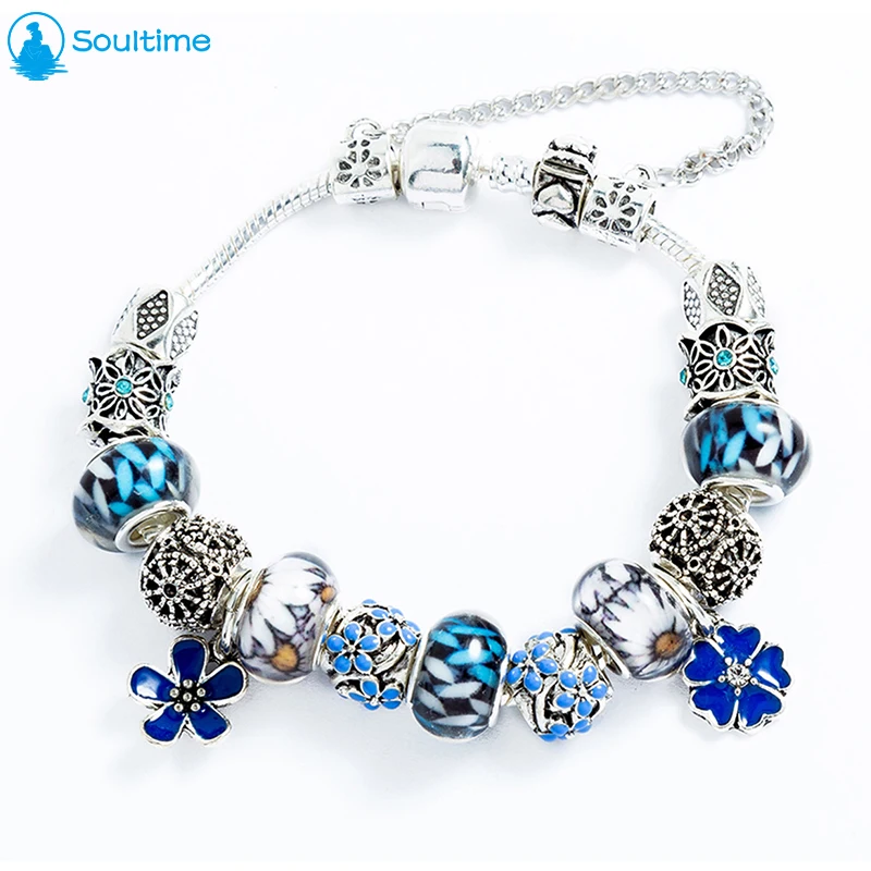 SOULTIME Фирменная Новинка Мода Mix стиль браслет для женщин античное серебро ретро