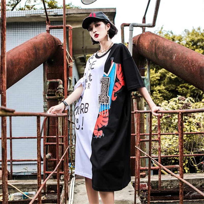 Женское асимметричное платье повседневное свободное с блестками и бусинами в