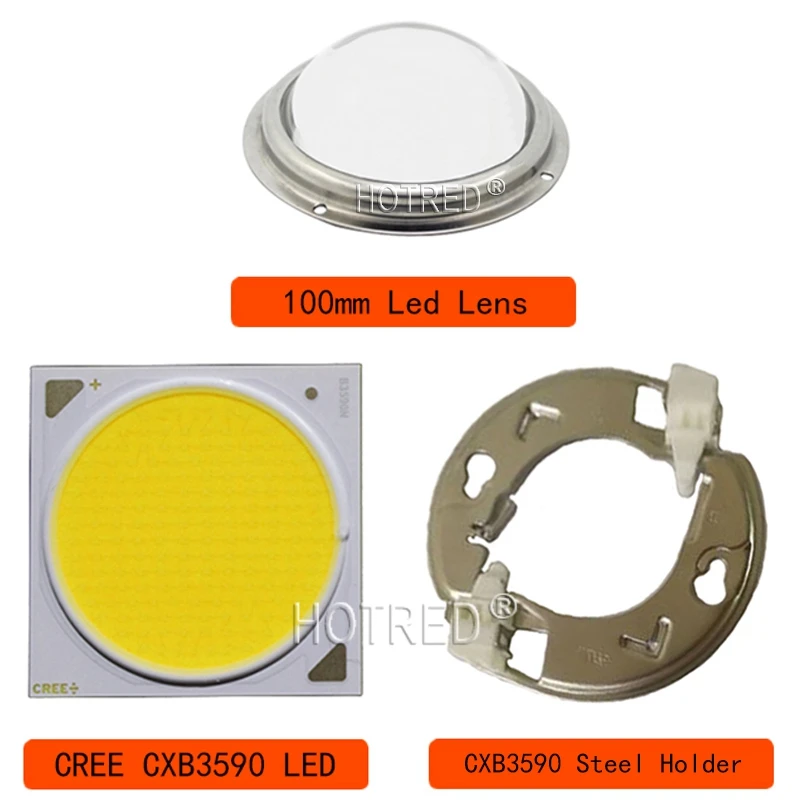 CREE CXB3590 COB светодиодный светильник полный спектр с идеальным держателем 50-2303CR радиатор Meanwell драйвер 100 мм стеклянный объектив/Отражатель