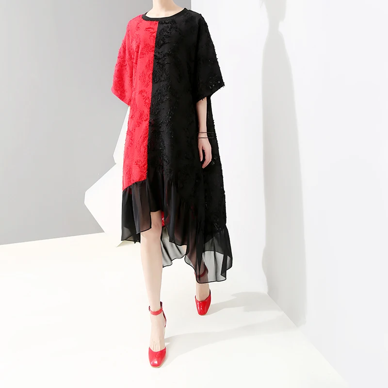 Новинка 2019 хит цвет дизайн женское летнее длинное платье красный и черный